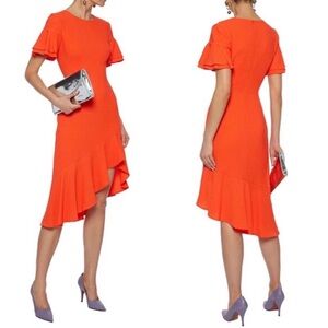 Black Halo Ruiz Asymmetric Ruffled Minidress